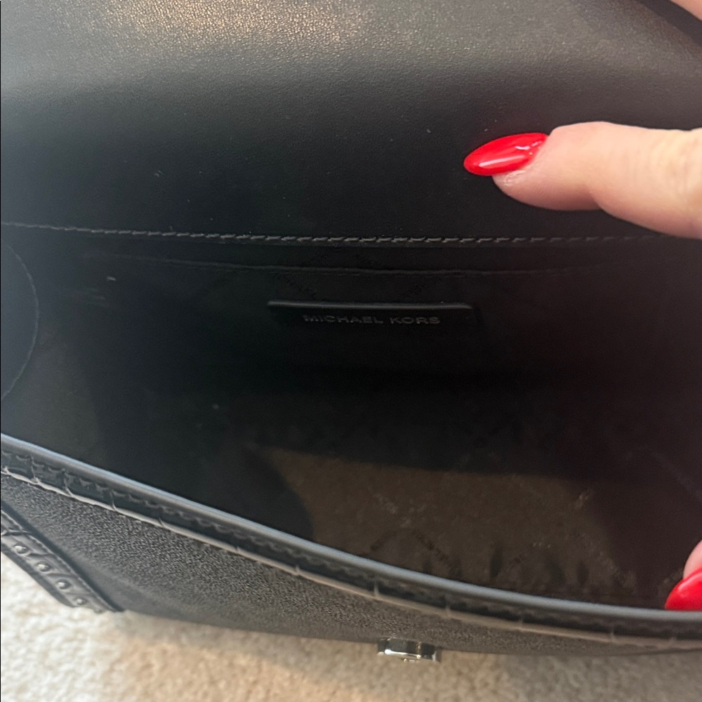 Michael Kors Black and Gray Leopard Print Crossbody Bag - Picture 9 of 9